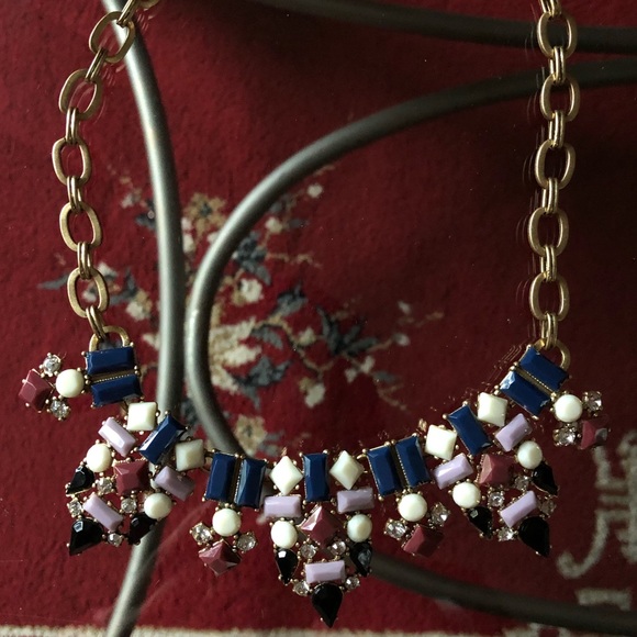 •J. CREW• Statement Necklace White Purple Gold